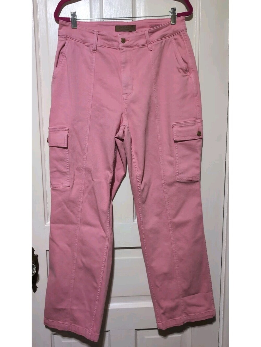 Judy Blue Jeans Pretty in Pink High Rise Cargo Straight Leg Woman's 16W(1624)F